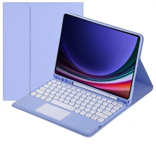 Main image of Magnetic Detachable Touch Bluetooth Keyboard Case with Pen Slot for Samsung Tab S9 FE 5G 10.9"/S9 11" 2023, Purple