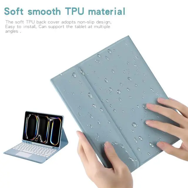 Alt view image 7 of 7 - Magnetically Detachable Touch Bluetooth Keyboard Case with Pencil Holder for iPad Pro 11-inch 5th Gen(M4,2024), Pink