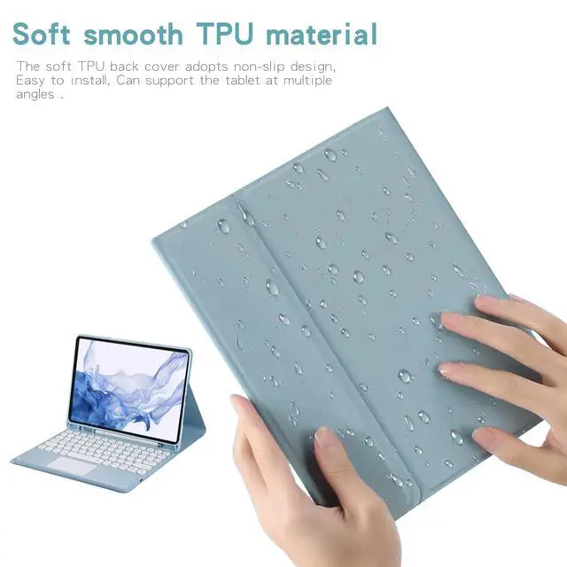 Alt view image 7 of 7 - Magnetically Detachable Touch Bluetooth Keyboard Case with Pencil Holder for Samsung Tab S8/S7 11"(SM-X700/X706/T870/T875/T878), Dark Green