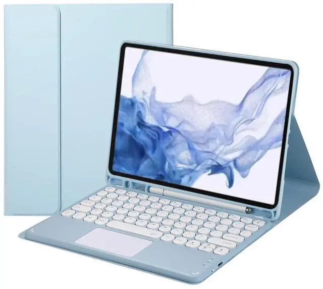 Main image of Magnetically Detachable Touch Bluetooth Keyboard Case with Pencil Holder for Samsung Tab S8/S7 11"(SM-X700/X706/T870/T875/T878), Blue