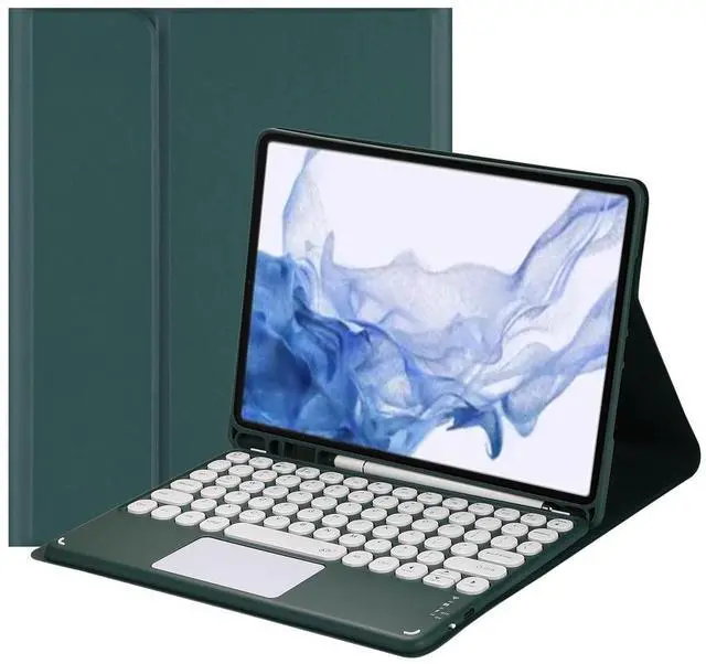 Main image of Magnetically Detachable Touch Bluetooth Keyboard Case with Pencil Holder for Samsung Tab S8/S7 11"(SM-X700/X706/T870/T875/T878), Dark Green