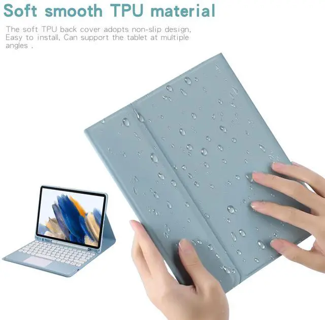 Alt view image 7 of 7 - Magnetically Detachable Touch Bluetooth Keyboard Case with Pencil Holder for Samsung Tab A8 10.5" 2022(SM-X200/X205/X207),Purple