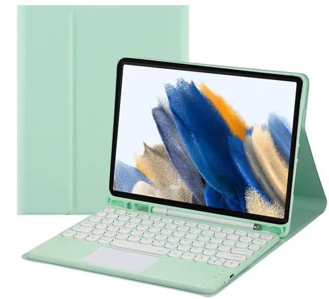 Main image of Magnetically Detachable Touch Bluetooth Keyboard Case with Pencil Holder for Samsung Tab A8 10.5" 2022(SM-X200/X205/X207), Green
