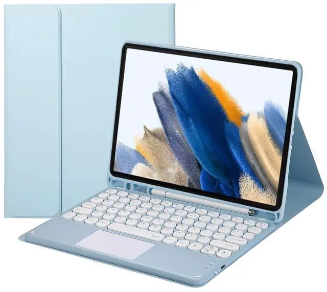 Main image of Magnetically Detachable Touch Bluetooth Keyboard Case with Pencil Holder for Samsung Tab A8 10.5" 2022(SM-X200/X205/X207),Blue