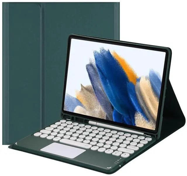 Main image of Magnetically Detachable Touch Bluetooth Keyboard Case with Pencil Holder for Samsung Tab A8 10.5" 2022(SM-X200/X205/X207),Dark Green