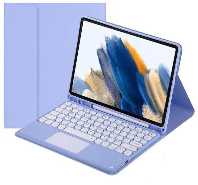 Main image of Magnetically Detachable Touch Bluetooth Keyboard Case with Pencil Holder for Samsung Tab A8 10.5" 2022(SM-X200/X205/X207),Purple
