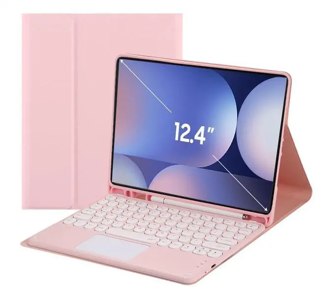 Main image of Magnetically Detachable Touch Bluetooth Keyboard Case with Pencil Holder for Samsung Galaxy Tab S10 Plus 12.4" 2024 / S9 FE Plus / S9 Plus 2023, Pink