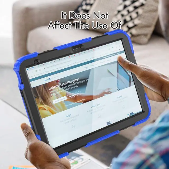 Alt view image 5 of 7 - Heavy Duty Shockproof Protective Case with Screen Protector, 360° Rotatable Kickstand & Hand/Shoulder Strap for iPad 11th Gen (A16,11 Inch,2025) / iPad 10th Gen (10.9 Inch,2022), Blue