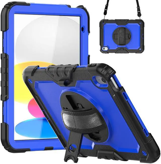 Main image of Heavy Duty Shockproof Protective Case with Screen Protector, 360° Rotatable Kickstand & Hand/Shoulder Strap for iPad 11th Gen (A16,11 Inch,2025) / iPad 10th Gen (10.9 Inch,2022), BluePC