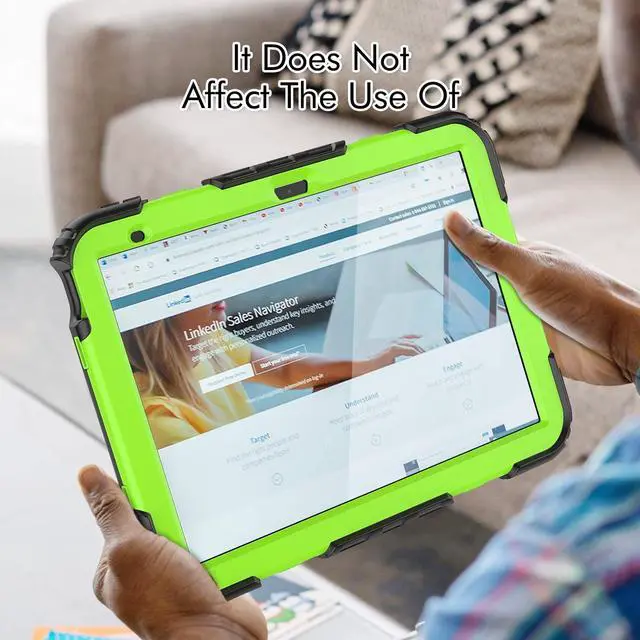 Alt view image 5 of 7 - Heavy Duty Shockproof Protective Case with Screen Protector, 360° Rotatable Kickstand & Hand/Shoulder Strap for iPad 11th Gen (A16,11 Inch,2025) / iPad 10th Gen (10.9 Inch,2022), GreenPC