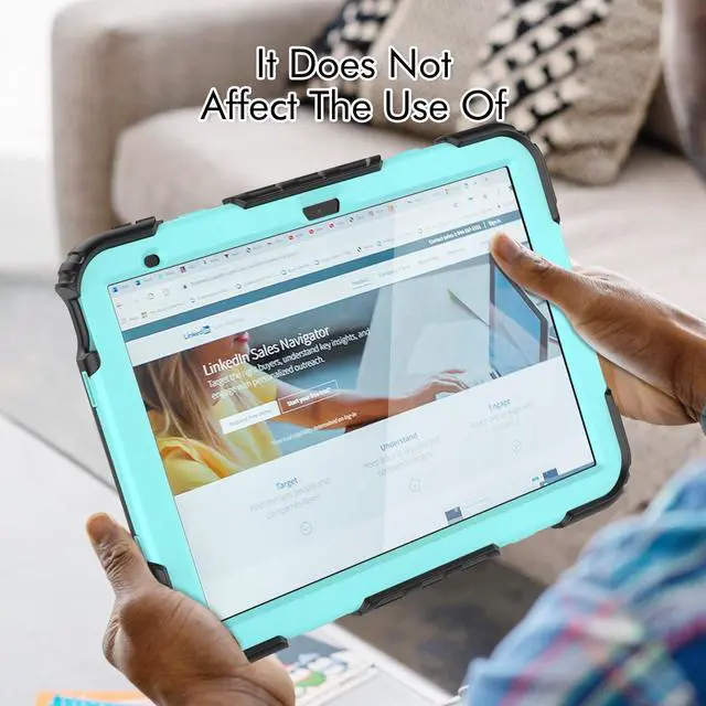 Alt view image 5 of 6 - Heavy Duty Shockproof Protective Case with Screen Protector, 360° Rotatable Kickstand & Hand/Shoulder Strap for iPad 11th Gen (A16,11 Inch,2025) / iPad 10th Gen (10.9 Inch,2022), Light bluePC