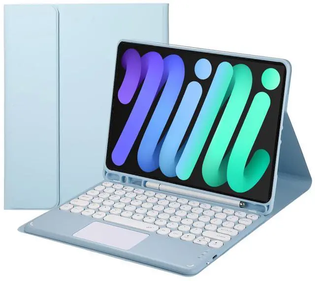 Main image of Magnetically Detachable Touch Bluetooth Keyboard Case with Pencil Holder for iPad mini 7(A17 Pro,2024)/iPad mini 6 8.3", Blue
