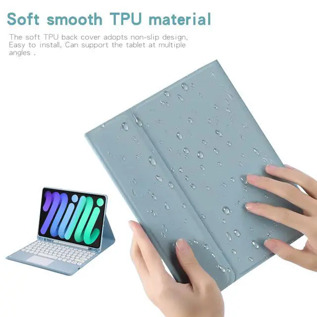Alt view image 7 of 7 - Magnetically Detachable Touch Bluetooth Keyboard Case with Pencil Holder for iPad mini 7(A17 Pro,2024)/iPad mini 6 8.3", Blue