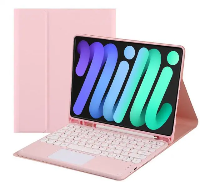 Main image of Magnetically Detachable Touch Bluetooth Keyboard Case with Pencil Holder for iPad mini 7(A17 Pro,2024)/iPad mini 6 8.3",Pink