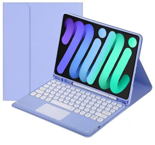 Main image of Magnetically Detachable Touch Bluetooth Keyboard Case with Pencil Holder for iPad mini 7(A17 Pro,2024)/iPad mini 6 8.3",Purple