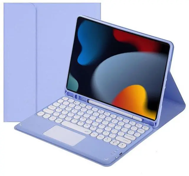Main image of Magnetically Detachable Touch Bluetooth Keyboard Case with Pencil Holder for iPad 9th / 8th / 7th Gen 10.2" (2021/2020/2019), Purple