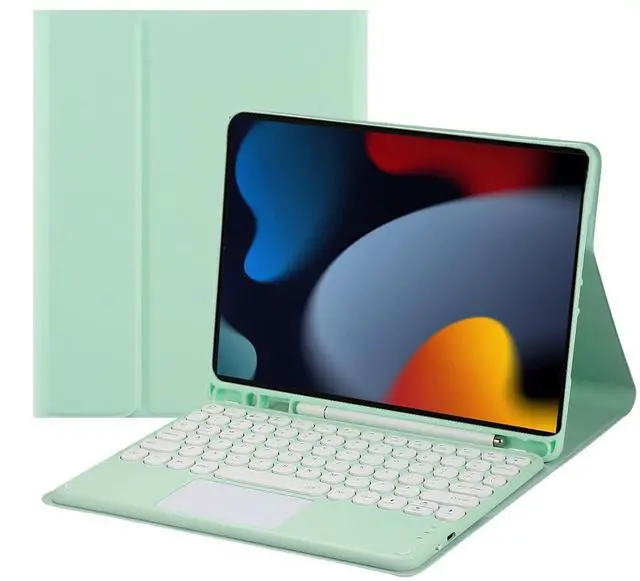 Main image of Magnetically Detachable Touch Bluetooth Keyboard Case with Pencil Holder for iPad 9th / 8th / 7th Gen 10.2" (2021/2020/2019), Green