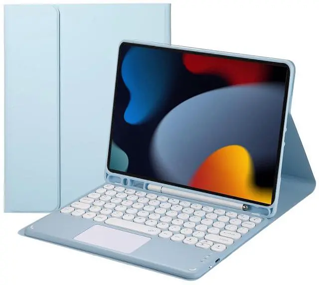 Main image of Magnetically Detachable Touch Bluetooth Keyboard Case with Pencil Holder for iPad 9th / 8th / 7th Gen 10.2" (2021/2020/2019), Blue