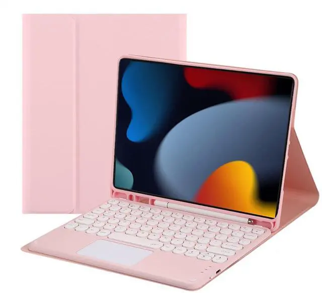 Main image of Magnetically Detachable Touch Bluetooth Keyboard Case with Pencil Holder for iPad 9th / 8th / 7th Gen 10.2" (2021/2020/2019), Pink