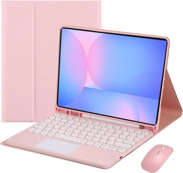 Main image of Magnetically Detachable Touch Bluetooth Keyboard Case with Mouse for Samsung Galaxy Tab S10 FE / S9 FE 5G 10.9 Inch / Tab S9 11 Inch, Pink