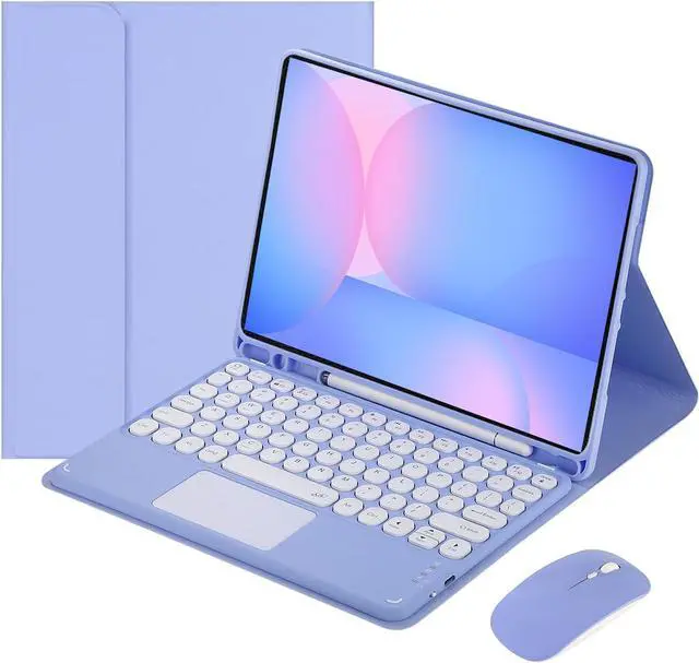 Main image of Magnetically Detachable Touch Bluetooth Keyboard Case with Mouse for Samsung Galaxy Tab S10 FE / S9 FE 5G 10.9 Inch / Tab S9 11 Inch, Purple