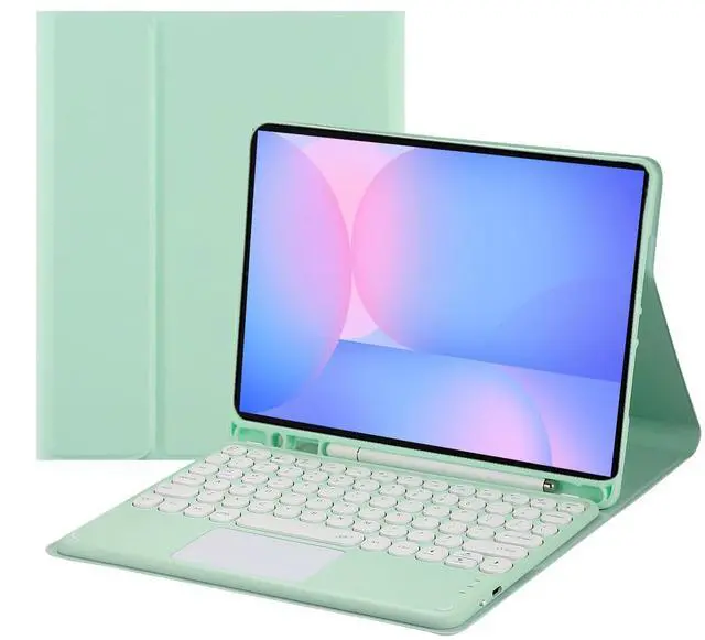 Main image of Magnetic Detachable Touch Bluetooth Keyboard Case with Pencil Holder for Galaxy Tab S10 FE/S9 FE 10.9"/S9 11", Green