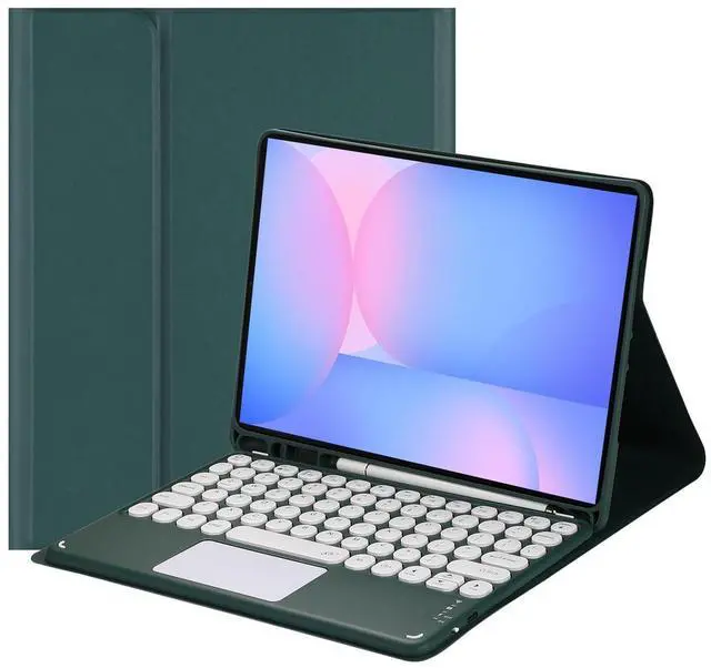 Main image of Magnetic Detachable Touch Bluetooth Keyboard Case with Pencil Holder for Galaxy Tab S10 FE/S9 FE 10.9"/S9 11", Dark Green