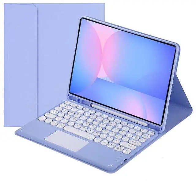 Main image of Magnetic Detachable Touch Bluetooth Keyboard Case with Pencil Holder for Galaxy Tab S10 FE/S9 FE 10.9"/S9 11", Purple