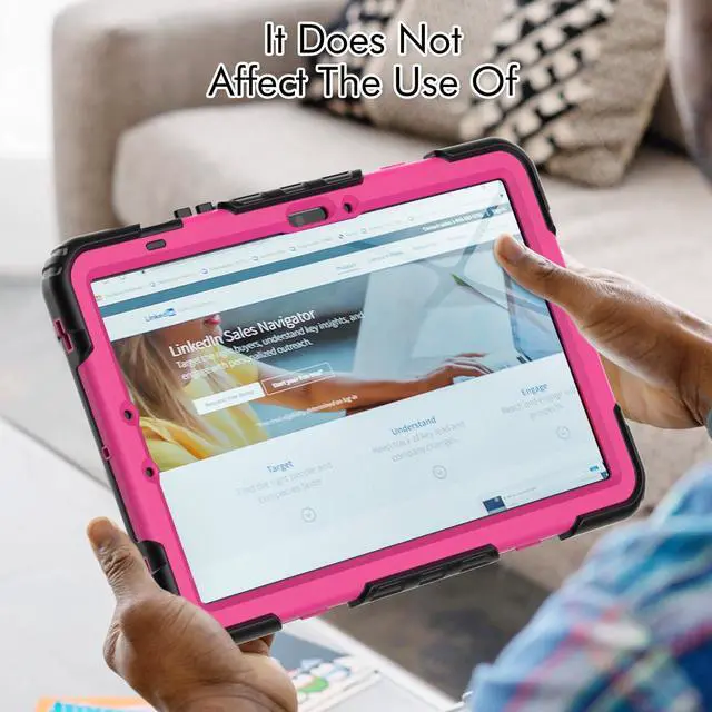 Alt view image 5 of 7 - Heavy Duty Shockproof Protective Case with Screen Protector, 360° Rotatable Kickstand & Hand/Shoulder Strap for Samsung Galaxy Tab S10 Lite / S10 FE / S9 FE 10.9 Inch / Tab S9 11 Inch,RosePC