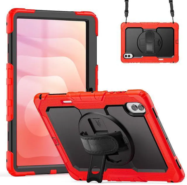Main image of Heavy Duty Shockproof Case with 360° Rotatable Stand, Hand & Shoulder Strap for Samsung Galaxy Tab S11 Ultra 14.6" 2025 (SM-X930/SM-X936B), Red