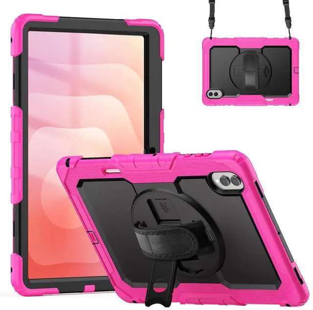 Main image of Heavy Duty Shockproof Case with 360° Rotatable Stand, Hand & Shoulder Strap for Samsung Galaxy Tab S11 Ultra 14.6" 2025 (SM-X930/SM-X936B),Rose
