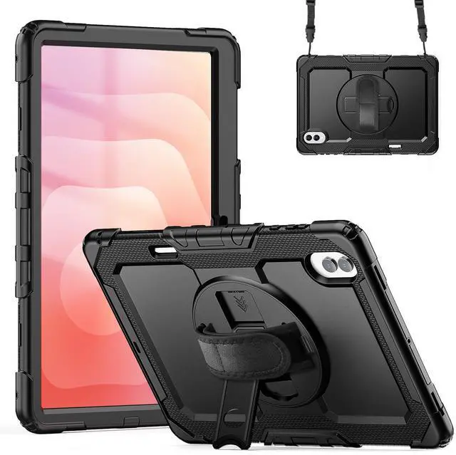 Main image of Heavy Duty Shockproof Case with 360° Rotatable Stand, Hand & Shoulder Strap for Samsung Galaxy Tab S11 Ultra 14.6" 2025 (SM-X930/SM-X936B),Black