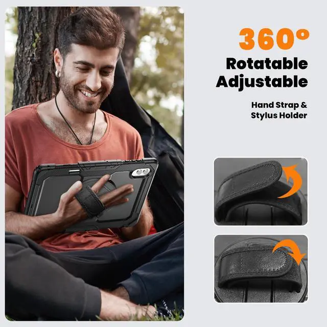 Alt view image 7 of 7 - Heavy Duty Shockproof Case with 360° Rotatable Stand, Hand & Shoulder Strap for Samsung Galaxy Tab S11 Ultra 14.6" 2025 (SM-X930/SM-X936B),Black