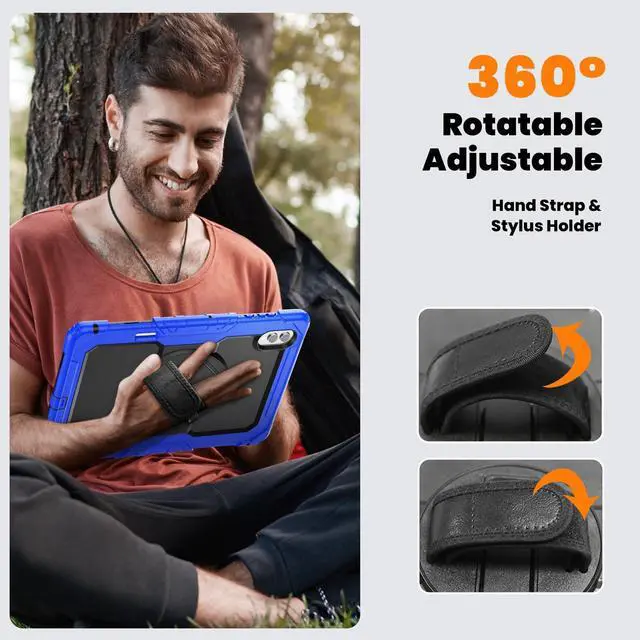 Alt view image 7 of 7 - Heavy Duty Shockproof Case with 360° Rotatable Stand, Hand & Shoulder Strap for Samsung Galaxy Tab S11 Ultra 14.6" 2025 (SM-X930/SM-X936B),Blue