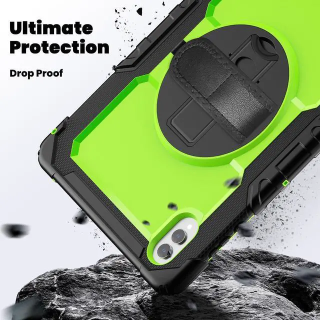 Alt view image 4 of 7 - Heavy Duty Shockproof Case with 360° Rotatable Stand, Hand & Shoulder Strap for Samsung Galaxy Tab S11 Ultra 14.6" 2025 (SM-X930/SM-X936B),GreenPC