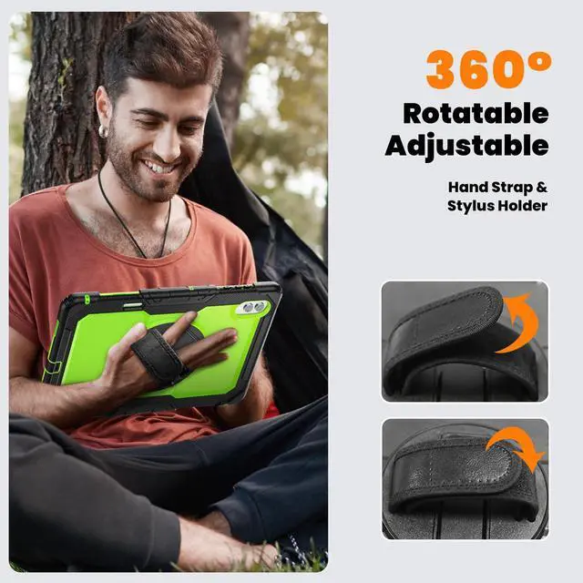 Alt view image 7 of 7 - Heavy Duty Shockproof Case with 360° Rotatable Stand, Hand & Shoulder Strap for Samsung Galaxy Tab S11 Ultra 14.6" 2025 (SM-X930/SM-X936B),GreenPC