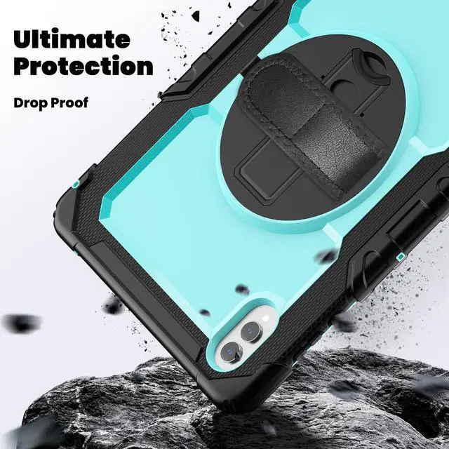 Alt view image 4 of 7 - Heavy Duty Shockproof Case with 360° Rotatable Stand, Hand & Shoulder Strap for Samsung Galaxy Tab S11 Ultra 14.6" 2025 (SM-X930/SM-X936B),Light bluePC