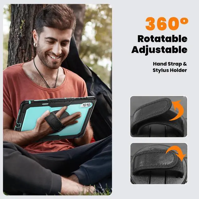 Alt view image 7 of 7 - Heavy Duty Shockproof Case with 360° Rotatable Stand, Hand & Shoulder Strap for Samsung Galaxy Tab S11 Ultra 14.6" 2025 (SM-X930/SM-X936B),Light bluePC