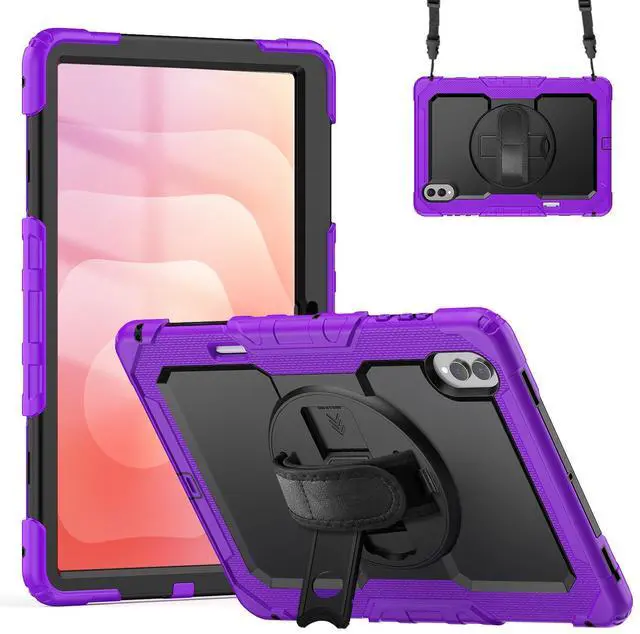 Main image of Heavy Duty Shockproof Case with 360° Rotatable Stand, Hand & Shoulder Strap for Samsung Galaxy Tab S11 Ultra 14.6" 2025 (SM-X930/SM-X936B),Purple