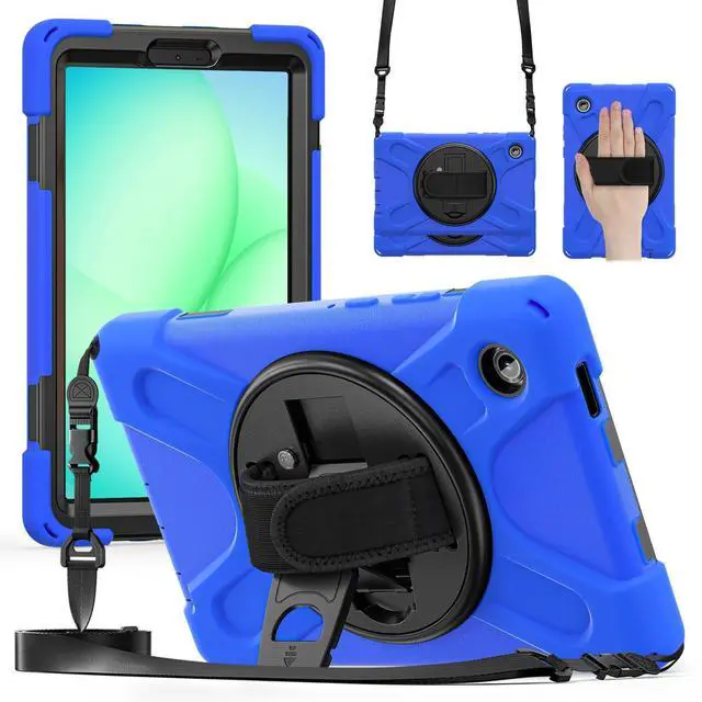 Main image of Shockproof Kids Case with Pencil Holder, 360° Rotatable Stand, Hand & Shoulder Strap for Samsung Galaxy Tab A11 8.7" (2025) / Tab A9 8.7" (2023), Blue