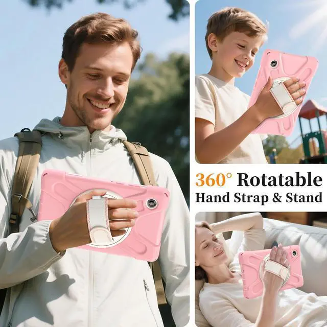 Alt view image 5 of 7 - Shockproof Kids Case with Pencil Holder, 360° Rotatable Stand, Hand & Shoulder Strap for Samsung Galaxy Tab A11 8.7" (2025) / Tab A9 8.7" (2023), Pink