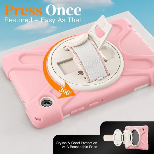 Alt view image 7 of 7 - Shockproof Kids Case with Pencil Holder, 360° Rotatable Stand, Hand & Shoulder Strap for Samsung Galaxy Tab A11 8.7" (2025) / Tab A9 8.7" (2023), Pink