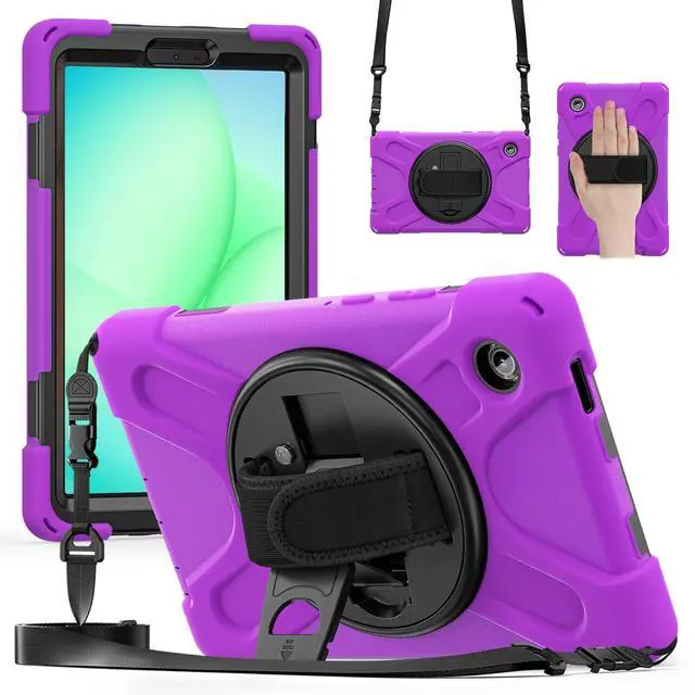 Main image of Shockproof Kids Case with Pencil Holder, 360° Rotatable Stand, Hand & Shoulder Strap for Samsung Galaxy Tab A11 8.7" (2025) / Tab A9 8.7" (2023), Purple