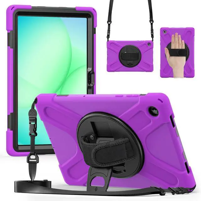Main image of Shockproof Kids Case with Pencil Holder, 360° Rotatable Stand, Hand & Shoulder Strap for Samsung Galaxy Tab A11 Plus 11" (2025) / Tab A9 Plus 11" (2023),Purple