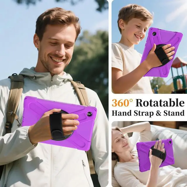 Alt view image 5 of 7 - Shockproof Kids Case with Pencil Holder, 360° Rotatable Stand, Hand & Shoulder Strap for Samsung Galaxy Tab A11 Plus 11" (2025) / Tab A9 Plus 11" (2023),Purple