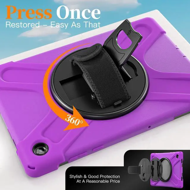 Alt view image 7 of 7 - Shockproof Kids Case with Pencil Holder, 360° Rotatable Stand, Hand & Shoulder Strap for Samsung Galaxy Tab A11 Plus 11" (2025) / Tab A9 Plus 11" (2023),Purple