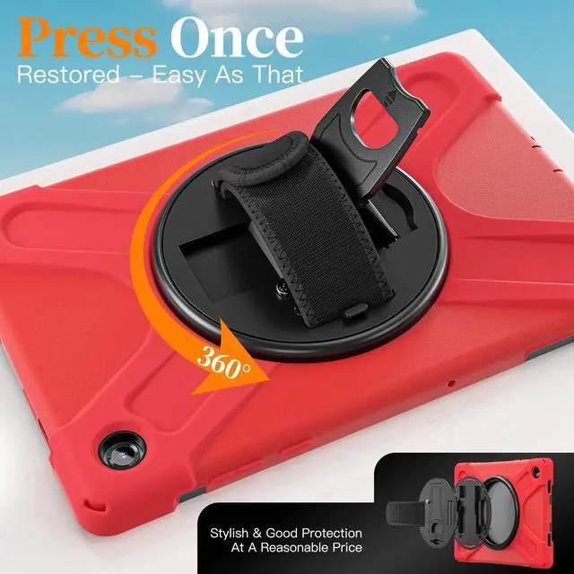Alt view image 7 of 7 - Shockproof Kids Case with Pencil Holder, 360° Rotatable Stand, Hand & Shoulder Strap for Samsung Galaxy Tab A11 Plus 11" (2025) / Tab A9 Plus 11" (2023),Red