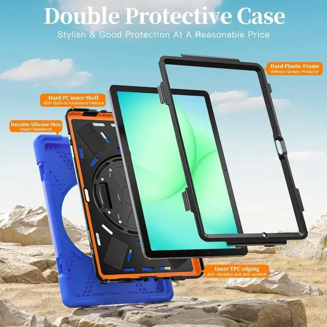 Alt view image 3 of 7 - Shockproof Kids Case with Pencil Holder, 360° Rotatable Stand, Hand & Shoulder Strap for Samsung Galaxy Tab A11 Plus 11" (2025) / Tab A9 Plus 11" (2023),Blue