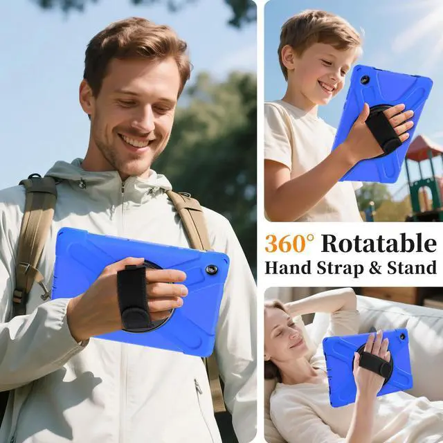Alt view image 5 of 7 - Shockproof Kids Case with Pencil Holder, 360° Rotatable Stand, Hand & Shoulder Strap for Samsung Galaxy Tab A11 Plus 11" (2025) / Tab A9 Plus 11" (2023),Blue