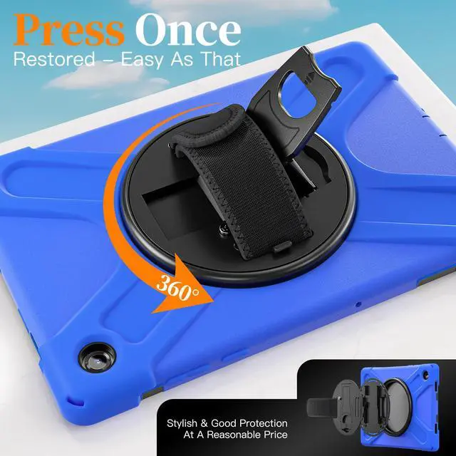 Alt view image 7 of 7 - Shockproof Kids Case with Pencil Holder, 360° Rotatable Stand, Hand & Shoulder Strap for Samsung Galaxy Tab A11 Plus 11" (2025) / Tab A9 Plus 11" (2023),Blue